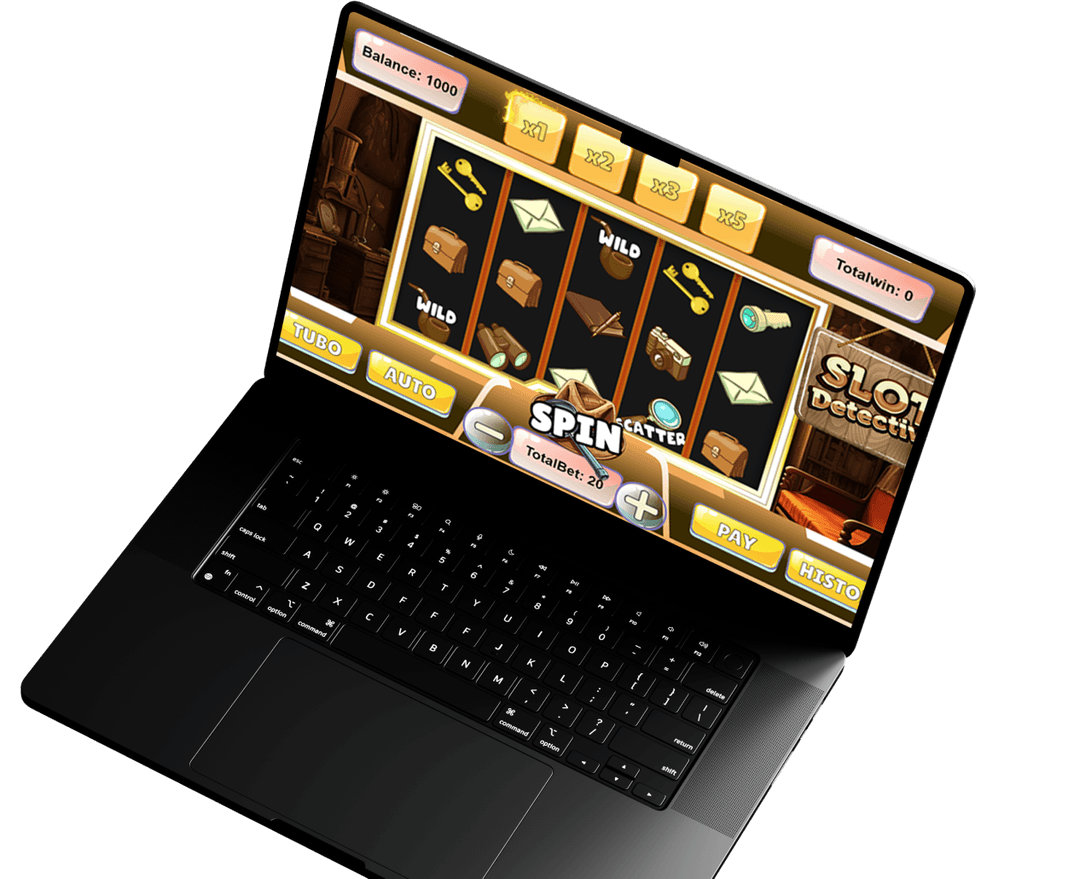 Detective Slot Game on Laptop